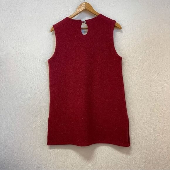 Fisherman Out Of Ireland Red Wool Top with Pockets Sz Small - Picture 4 of 5
